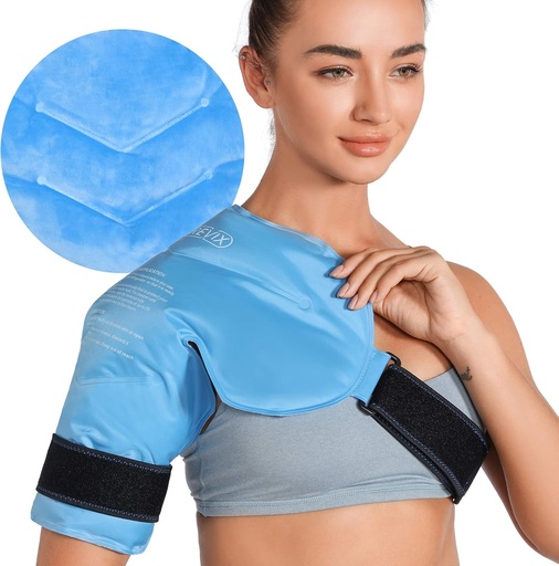 [BRSWY2YHBUJRAAAV] REVIX Schouder Ice Pack voor Rotator Manchet Koude Therapie, Arm Gel Ice Pack voor Verwondingen Herbruikbare, flexibele koude compressie Wrap voor post-workout herstel, vermoeidheid en Schouder Ongemak, Blauw