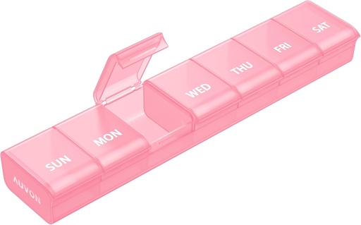 [BRSROZQCCMIGAHQ4] AUVON Weekly Pill Organizer with Effortless Opening Design, Arthritis Friendly Pill Box, BPA-Free Pill Organizer 7 Day, Cute & Portable Pill Case for Vitamins, Supplements and Medications