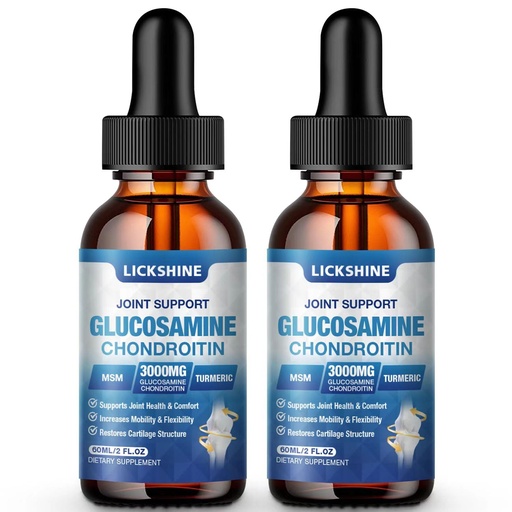 [BRSRAYIYOIOWEYA4] 2 Pack Glucosamine Chondroitin MSM Liquid Drops - Extra Strength Joint Support Supplement for Adults with Quercetin Boswelia, Bromelain, Hyaluronic Acid, Antioxidant Immune Support (4 Fl oz)