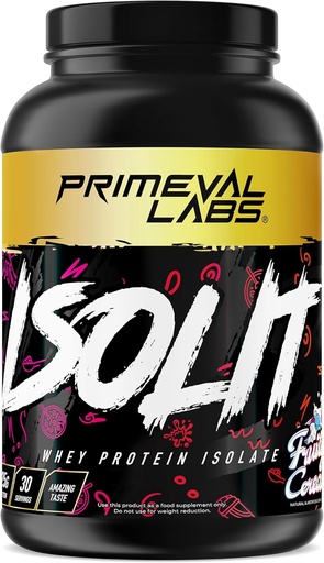 [BRSROGQHOB7WEAL4] Primeval Labs ISOLIT - Whey Protein Powder, 100% Whey Isolate, 25g of Protein, BCAAs, Fast Absorbing, Easy Digesting (Fruity Cereal, 2lb)