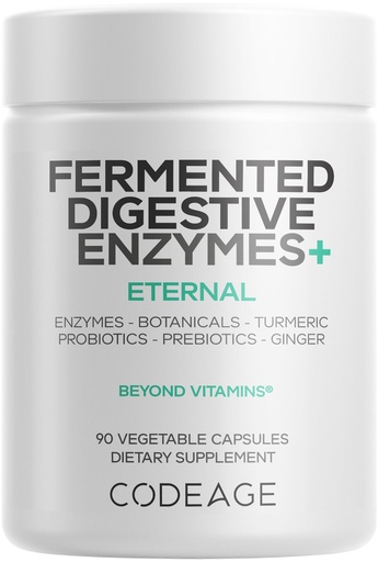 [BRSWGCYPOQCQ2YIU] Codeage Fermented Digestive Enzymes Supplement 3-Month Supply - 14 Digestive Enzymes, Probiotics, Prebiotics, Fermented Botanicals, Plant-Based Multi Pancreatic Enzymes - 1 Capsule a Day - 90 Capsules