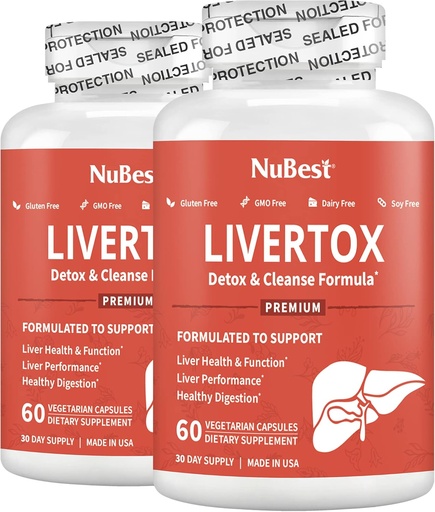 [BRSRMZYNOEJQYFLU] LiverTox - Advanced Liver Detox & Cleanse Formula - Herbal Liver Support with Milk Thistle, Turmeric, Artichoke, Dandelion, Beet & Zink Helpt leverfunctie & Digestie Pack 2