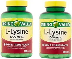 [BRSWGEAHOB7QGEL4] Spring Valley - L-Lysine 1000 mg, 100 Tablets (Pack of 2)
