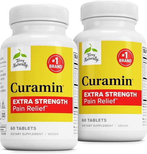[BRSWKGQZAYMQA2AV] Terry Naturally Curamin Extra Strength - Curcumin & Boswellia for Healthy Circulation Support - Turmeric Supplement to Support Joints, Muscle Health & Endorphin Production - 60 Tablets (Pack of 2)