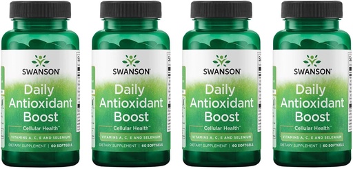 [BRSWGFD3BAPQMET4] Swanson Vitamins Daily Antioxidant Boost - Promotes Cellular Health & Immune Support - Supports Natural Defensive Nourishment - (60 Softgels) 4 Pack