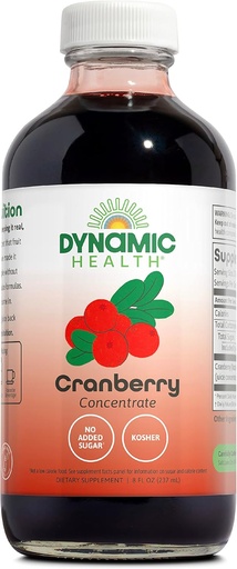 [BRSWIYQPAQORW2DG] Dynamic Health Pure Cranberry Juice Concentrate, Unsweetened, Natural Antioxidant Support, No added Sugar, 8 Fl oz