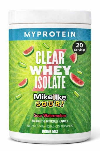 [BRSROCD5BZYBOHQ2] Myprotein Clear Whey Isolate Protein Powder, 20 Servings (1.1lbs) Fruity Mike and IKE Sour Watermelon Drink Mix, 20g Protein per Serving, Daily Drink for Superior Performance