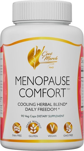 [BRSROZAZCIDQE2Q2] Cocó March N.M.D Menopause Comfort Fast Relief from Flushing, Cooling Herbal Blend - Dairy Free, Gluten Free, Vegan, GMO Free, 90 Veggie Caps