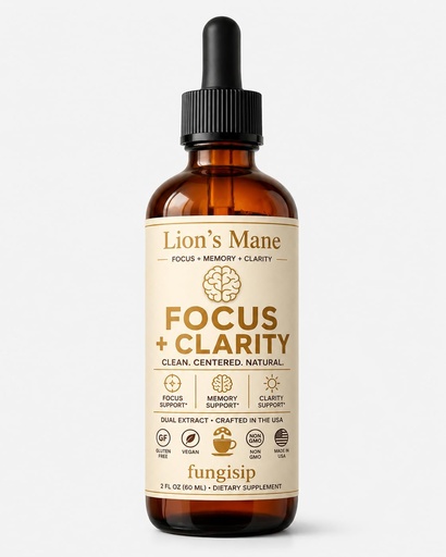 [BRSRAHA3AQHAM3LX] Lion’s Mane Mushroom Tincture Drops — Organic Liquid Extract — Focus & Clarity Supplement — 2 oz