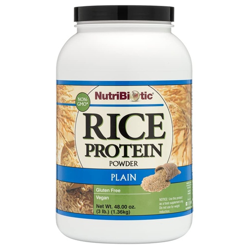 [BRSWIY36CYIQODQZ] NutriBiotic Plain Rice Protein, 3 Lb (1.36kg) | Low Carb, Vegan & Raw Protein Powder | Grown and Processed Without Chemicals, Gluten or GMOs | Keto Friendly & Easy to Digest