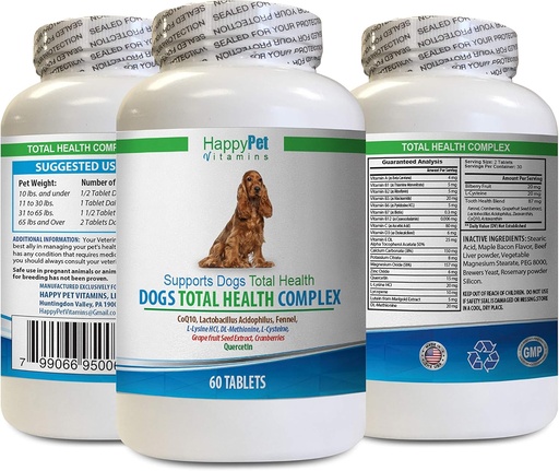 [BRSWGBQ5BEIR4E3O] Dog Healthy Coat Supplement - Dogs Total Health Complex - Natural - Best Hair Coat Immune Eye Teeth UTI Health - quercetin for Dogs - 1 Bottle (60 Treats)