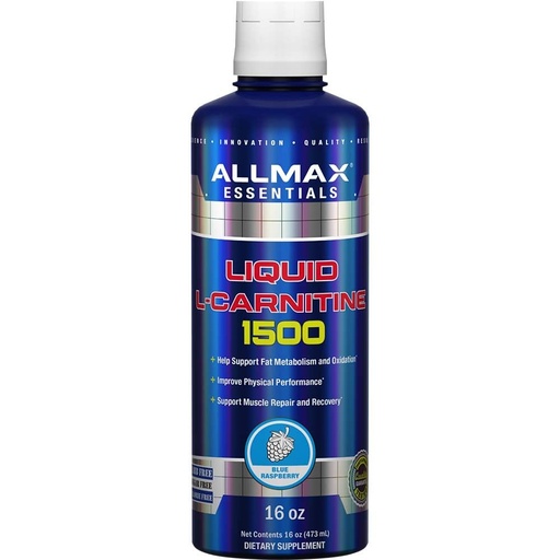 [BRSWGHTROR7GADLO] ALLMAX Nutrition Liquid L-Carnitine 1500 Miligrams, Blue Raspberry, 16 oz (473 ml)
