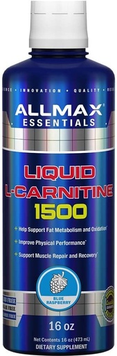 [BRSWGHTROR7GADLO] ALLMAX Nutrition Liquid L-Carnitine 1500, Blue Raspberry, 16 oz (473 ml)