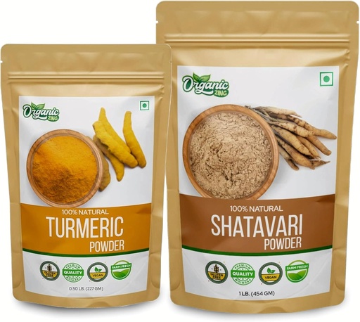 [BRSRABATAVYAKH3B] OrganIC ZING Shatavari- 454g & Turmeric אבקת 227g