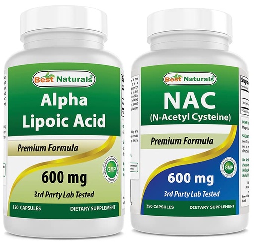 [BRSRMAI7BV6AG3TV] Best Naturals Alpha Lipoic Acid 600 mg & NAC N-Acetyl-Cysteine 600 mg