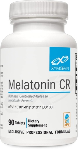 [BRSRMGQTDJ6Q23DZ] XYMOGEN Melatonin CR - Time Release Melatonin 5mg Supplement with Vitamin B6 - Nighttime + Immune Support - Biphasic Delivery Releases Quickly Then Steadily (90 Extended Release Tablets)