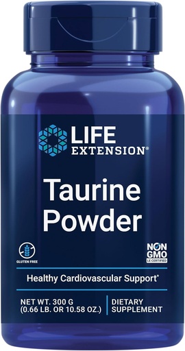 [BRSWIYT3PMDWKYDO] Life Extension Taurine Powder – Healthy Cardiovascular Support, Promotes Brain Health, Healthy Aging, and Muscle and Exercise Recovery – Gluten-Free, Non-GMO, Vegetarian – 300 Grams