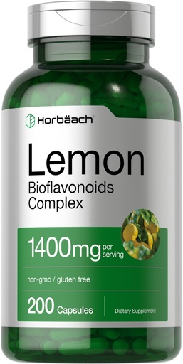 [BRSWYZABO54AEDTK] Horbäach Lemon Bioflavonoids Supplement | 1400 mg | 200 Capsules | Complex with Rutin and Hesperidin | Non-GMO and Gluten Free