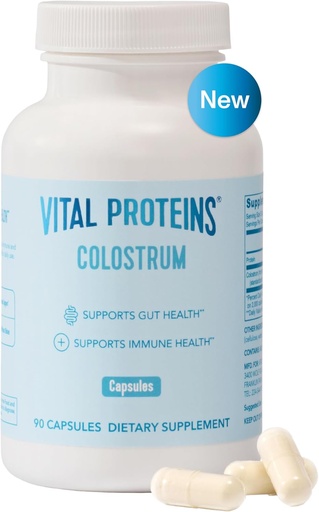 [BRSRAGL5OIIWOHLU] Vital Proteins Bovine Colostrum Supplement 90 Capsules for Gut Health, Immune Support with 40% IgG Premium Bovine Colostrum Superfood, Unflavored, 30 Servings