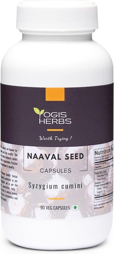 [BRSW2AYFCANB4ADL] YOGIS HERBS Naval Seed Capsules (Syzygium cumini/Jamun Seed/Indian BlackBerry) 90 Veg Capsules