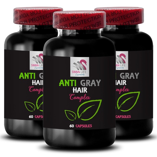 [BRSRAFIQC55QOYLB] Anti gray hair capsule - ANTI GRAY HAIR COMPLEX - Vibrant color, Gray hair solution, Color reawakening, Natural tone, Hair pigment revival, Fresh tone, Gray hair support 3 Bottles 180 Capsules