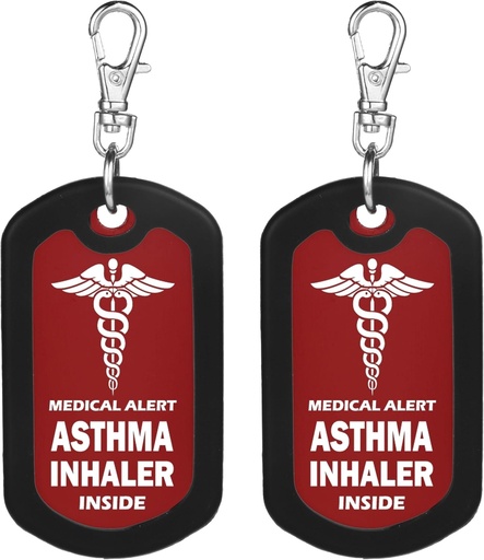 [BRSROBI3AVYQGH3L] mnmoom 2pcs Asthma Inhaler Inside Tag-Red Medical Alert Zipper Pull Bag Tag