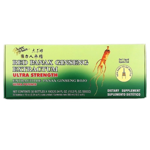 [BRSWG2YHCEIQ42A3] Prince Of Peace Red Panax Ginseng Extractum Ultra Strength, 0.34 fl. oz. Each – Brain Boosting Supplement – Red Panax Ginseng Shots – Support Energy, Mood, & Focus - 2 Pack - 20 Bottles