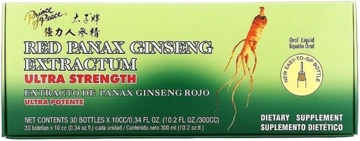 [BRSWG2YHCEIQ42A3] Prince of Peace Red Panax Ginseng Extractum Ultra Strength, 0.34 fl. oz. Minden - Brain Boosting Supplement - Red Panax Ginseng Shots - Support Energy, Mood, & Focus - 2 Pack - 20 üveg