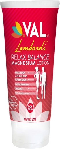 [BRSROBAKB4PGK3TP] VAL Lombardi Relax Balance Magnesium Lotion | Arnica, Camphor & Menthol | Fast Relief for Joints, Muscles, Back, Shoulders, Feet | Non-Greasy | 5oz