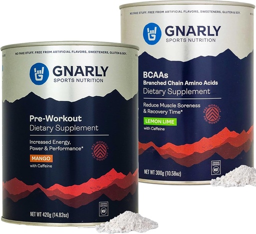 [BRSRAAIYBYCGAH3Z] Gnarly Nutrition Preworkout Mango (14.82oz) BCAAs Lemon Lime (10.58oz)