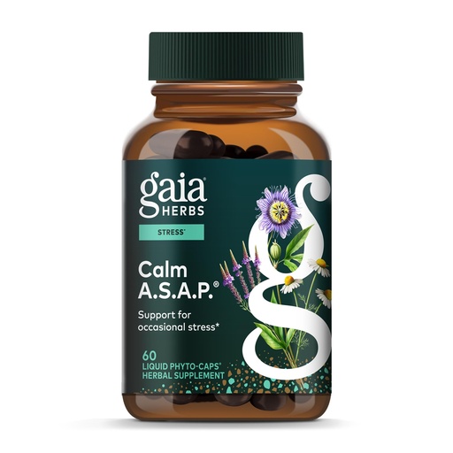 [BRSWGGT3CIHRSF37] Gaia Herbs Calm A.S.A.P. - Stress Support Supplement with Skullcap, Passionflower, Chamomile, Vervain, Holy Basil & More - Supports Calm* - 60 Vegan Liquid Phyto-Caps (20 Servings)