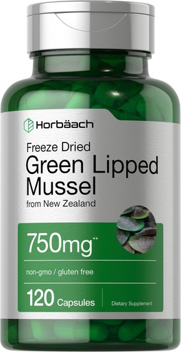 [BRSWGGAEDMNB4CDF] Horbäach Green Lipped Mussel |120 Capsules | from New Zealand | Premium Freeze Dried Mussel Powder | Non-GMO and Gluten Free