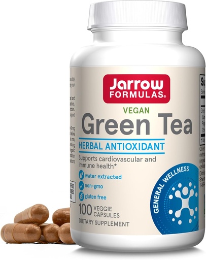 [BRSWIYQADEIQ4FDO] Jarrow Formulas Green Tea Herbal Antioxidant 500 mg, Dietary Supplement, Cardiovascular and Immune Health, 100 Capsules, 100 Day Supply