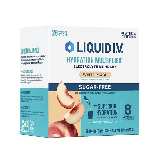 [BRSRAZLRAQBA23QU] Liquid IV Liquid I.V. Sugarfree Hydration Multiplier White Peach, 11.7 OZ