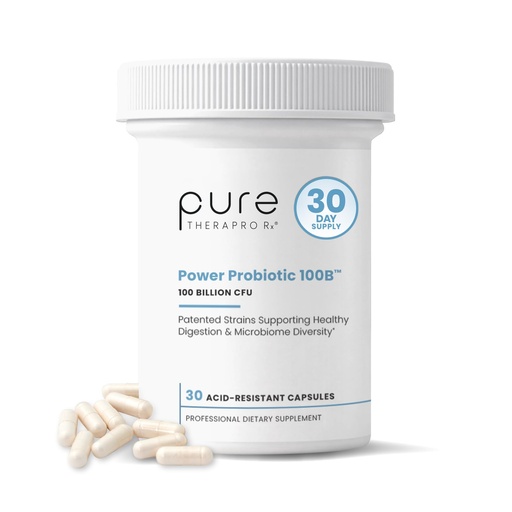 [BRSWIC32CIHRKDDA] Pure Therapro Rx Power Probiotic 100B | 30 Acid Resistant Capsules - 1 Month Supply | 4 Proven Strains 100 Billion CFU | Flora Balance & Digestion | NO Refrigeration Required | Non-GMO | Zero Fillers