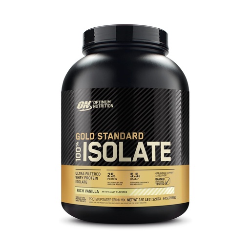 [BRSWGHYECIDQYDLG] Optimum Nutrition Gold Standard 100% Isolate, Protein Powder, Rich Vanilla, 2.91 Pounds, 44 Servings. Whey Protein Isolate (Packaging May Vary)
