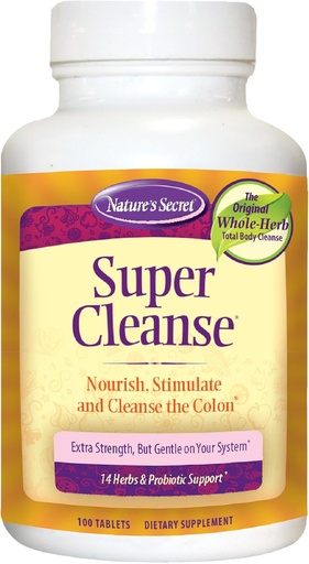 [BRSWIHAYO57QKAI7] Nature's Secret Super Cleanse Extra Strength Total Body Cleanse, Support - Stimulating Blend of 14 Herbs with Probiotics - 100 Tablets