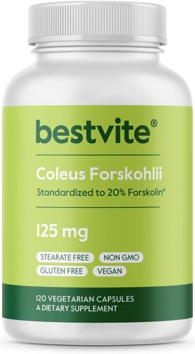 [BRSWIZIOO55QMCT4] BESTVITE Coleus Forskohlii 125 мг - 20% Форсколін (120 Вегетаріанські капсули) - Виготовлений з Forslean Єдиний форсколін Інгредієнт Backed by Клінічні дослідження.
