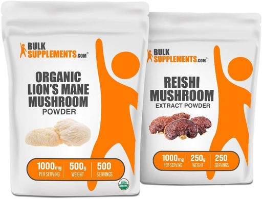 [BRSRA2T7OIIAKDLX] BulkSupplements Organic Lion's Mane Mushroom + Reishi Mushroom