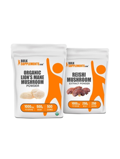 [BRSRA2T7OIIAKDLX] BulkSupplements Organic Lion's Mane Mushroom Extract + Reishi Mushroom Extract Bundle