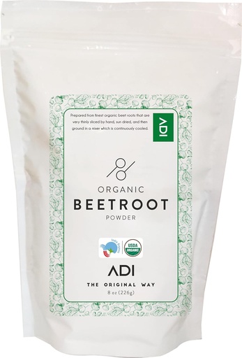 [BRSW2ELRCIFAM3QZ] ADI USDA Certified Organic Beetroot pulveris - 8oz, Slāpekļskābes oksīda pastiprinātājs, Raw Beetroot for baking & Juice, Natural Red Food Krāsošana, Reselable Pouch