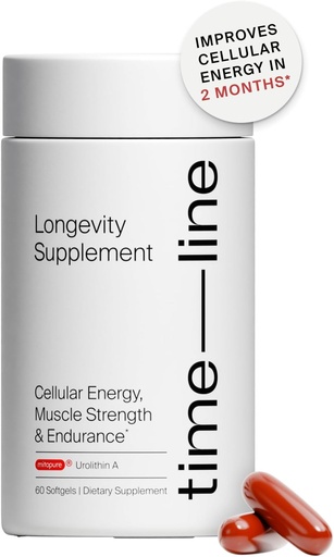 [BRSRMH35OUGWA3AV] Timeline Mitopure Urolithin A Supplement - Clinically Proven Support for Healthy Aging and Cellular Renewal - Mitoceutical for Muscle Strength and Longevity - 60 Softgels