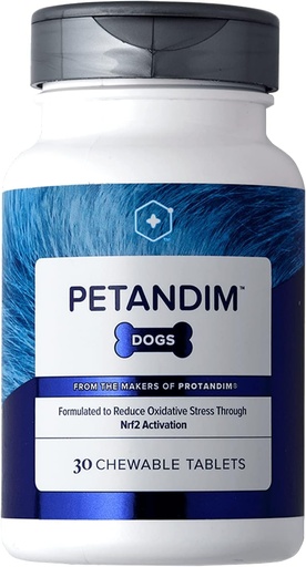 [BRSWYED4B57GOE32] Petandim Dog Vitamins (30 Chewable Tablets), Antioxidants Reduce Oxidative Stress, Joint Supplement for Dogs, Skin and Coat Supplement, Omega-3 & Collagen for Dogs, Chicken + Bacon Flavor