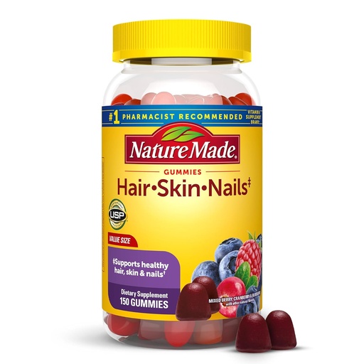 [BRSWIHL3CUMB4F3G] Nature Made Hair Skin and Nails with Biotin 2500 mcg, Dietary Supplement for Healthy Hair, Skin & Nails Support, 150 Gummies, 75 Day Supply