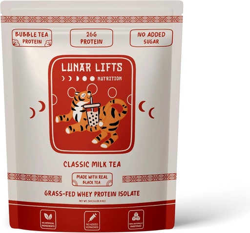 [BRSRAYA7AEBA2H35] Lunar Elevações Nutrição clássico leite chá Boba proteína em pó . Whey protein isolate .26g grama alimentado Whey proteína em pó .