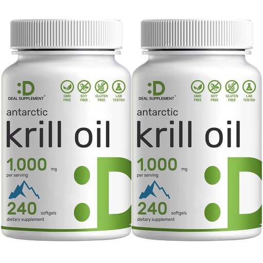 [BRSWYCT7OAFQYFLX] DEAL SUPPLEMENT 2 Pack Antarctic Krill Oil, 1,000mg Per Serving, 480 Softgels – Mercury Free, No Fishy Taste – Rich in Omega-3s, EPA, DHA, Astaxanthin, & Phospholipids – Non-GMO, No Gluten