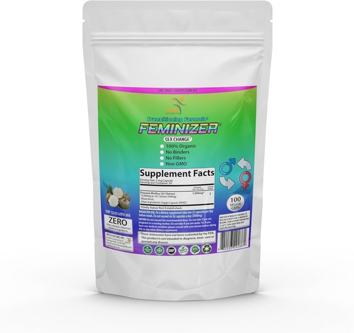 [BRSRMAYLA5YAYEQ6] Feminizer Sex Change Pills by SMS, 100 Veggie Caps Pueraria Mirifica For Estrogen 1,000mg Pure 10:1 Root Extract Powder - Kwao Krua Kao - Premium Grade, Organic for Women, Transgender, Ladyboy, LGBT