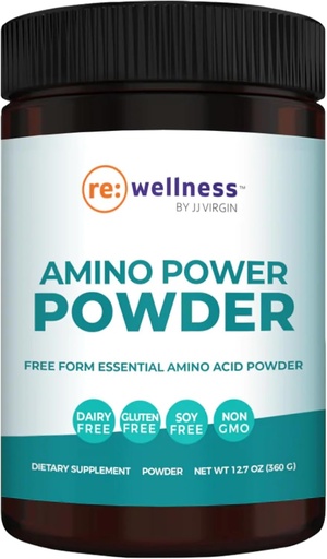 [BRSROGI2PMHQ433L] Reignite Wellness av JJ Virgin | Amino Power Powder | Easy-Absorb Essential Amino syror med Alpha-Ketoglutarate | Träning, Muskler, Metabolism & Energistöd | Fruit Punch Flavor | 30 Servings