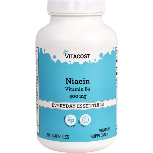 [BRSWIZT7BMBBC3LG] Vitacost Niacin (Vitamin B-3) - 500 mg - 300 Capsules