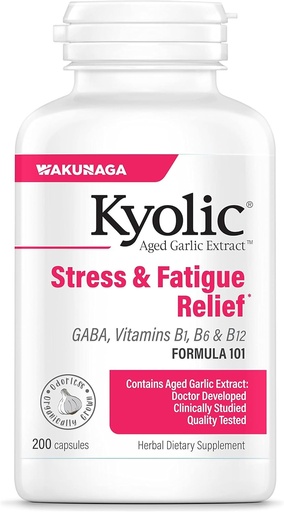[BRSWIYTYO4HRS2D2] Kyolic Aged Garlic Extract Formula 101, Estrés e Fatigue Relief, 200 cápsulas.